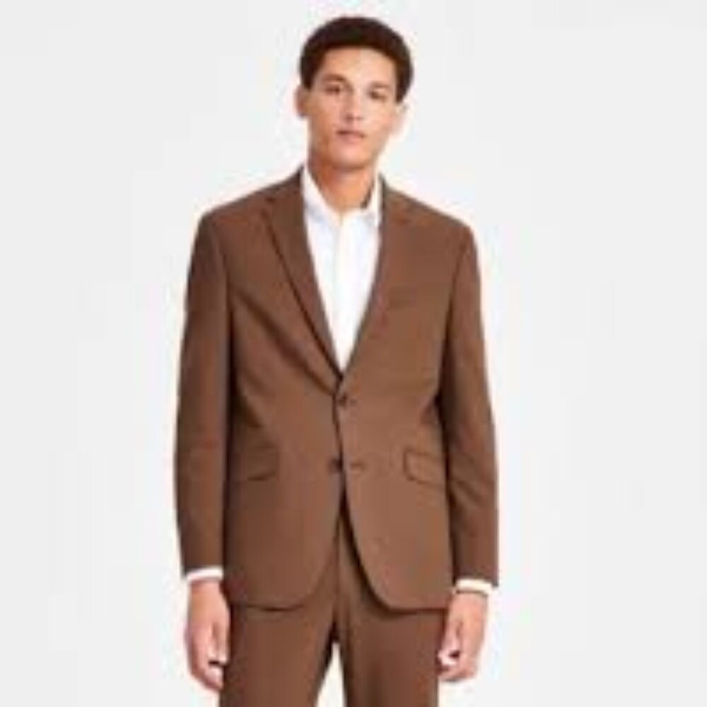 Kenneth Cole Reaction Mens Techni-Cole Slim-Fit Str Caramel 40R